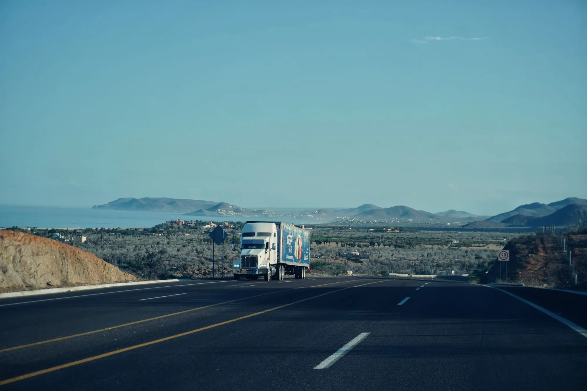 Semi-truck travelling through a Pennsylvania route