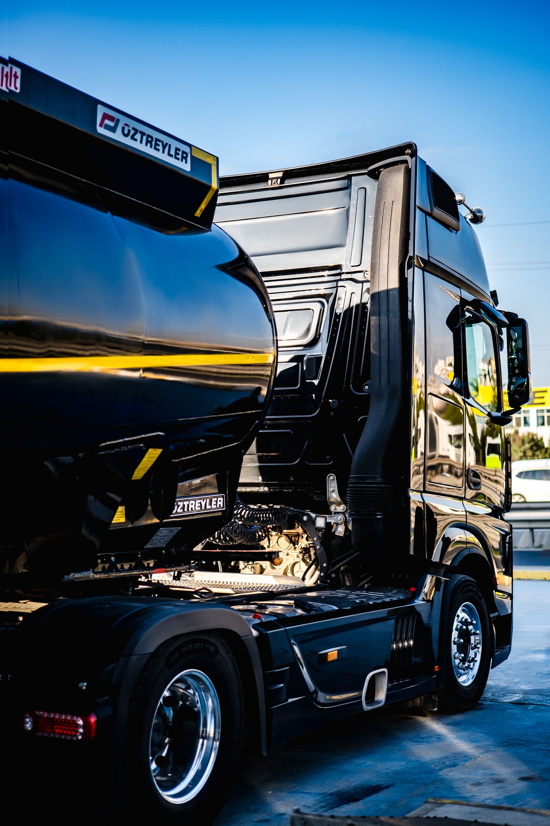 Tractor trailer ready for freight loading